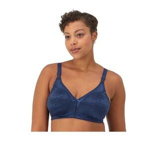 Bali Classic Support Wirefree Bra 42D NWT Navy Blue Lace Jacquard DF3372